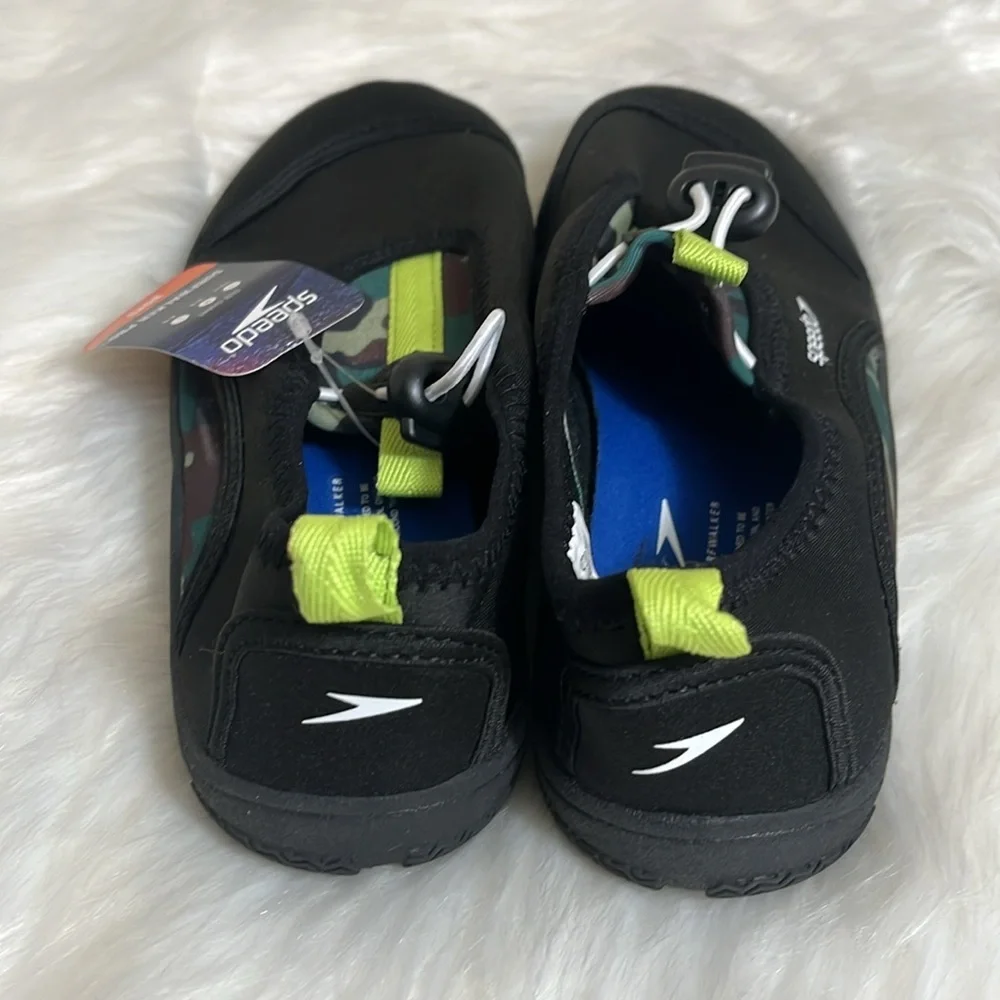 NWT Speedo Boys Black Green Water Shoes